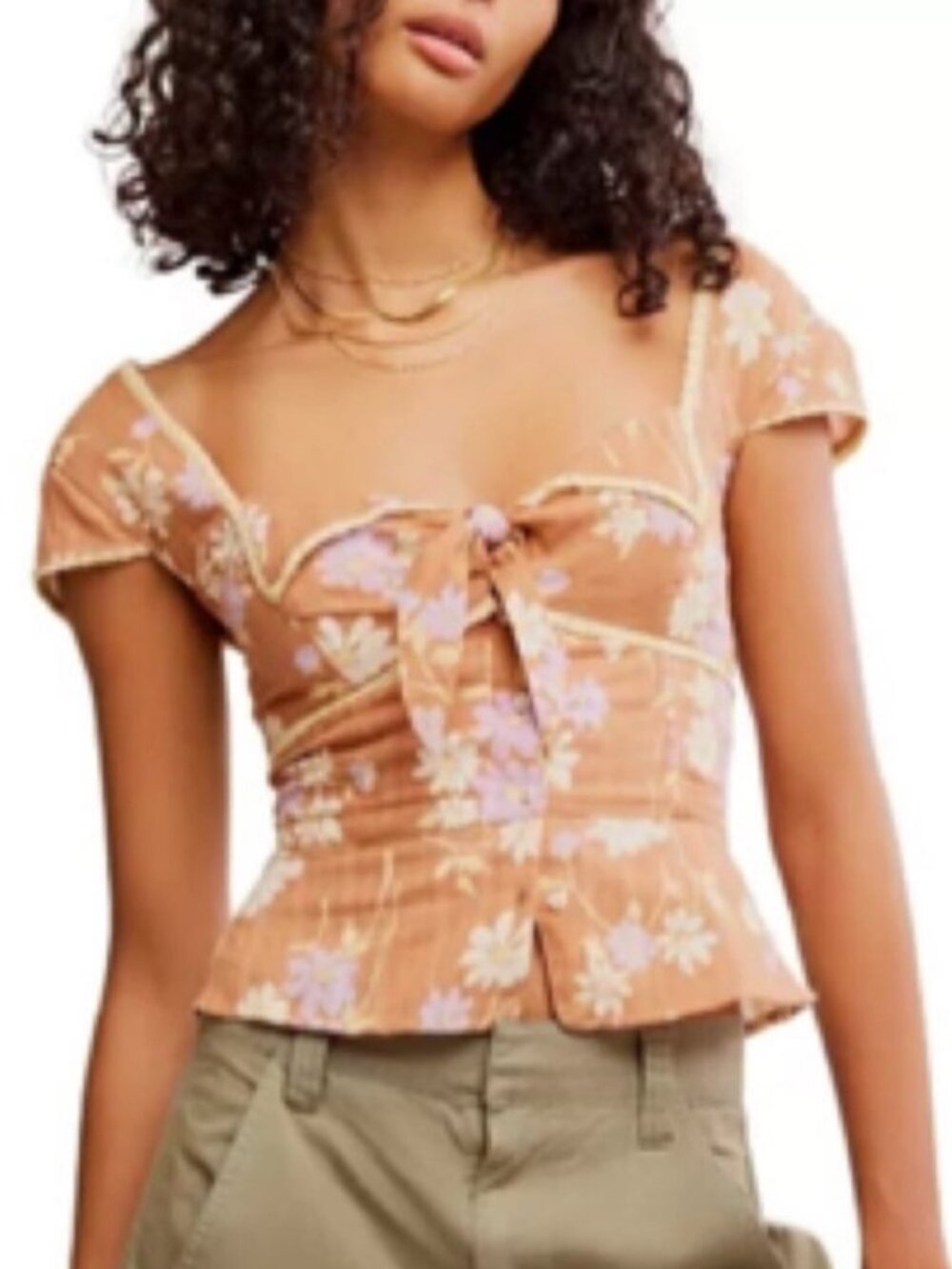 Free People Call Me Baby Top in Meerkat Combo